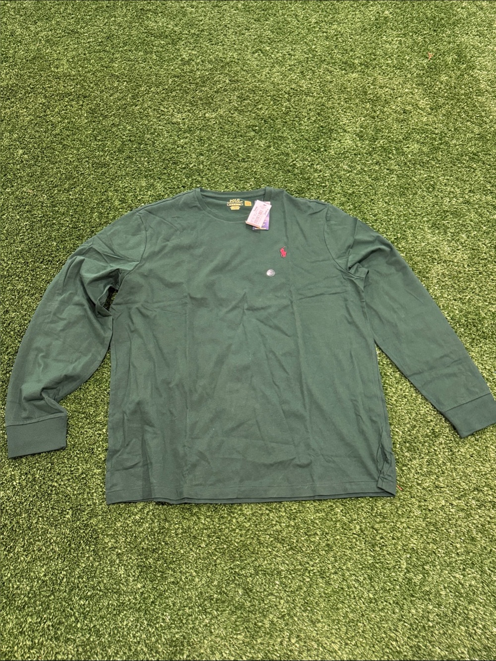 Polo by Ralph Lauren Forest Green Long Sleeve Crewneck Tee with Res Pony